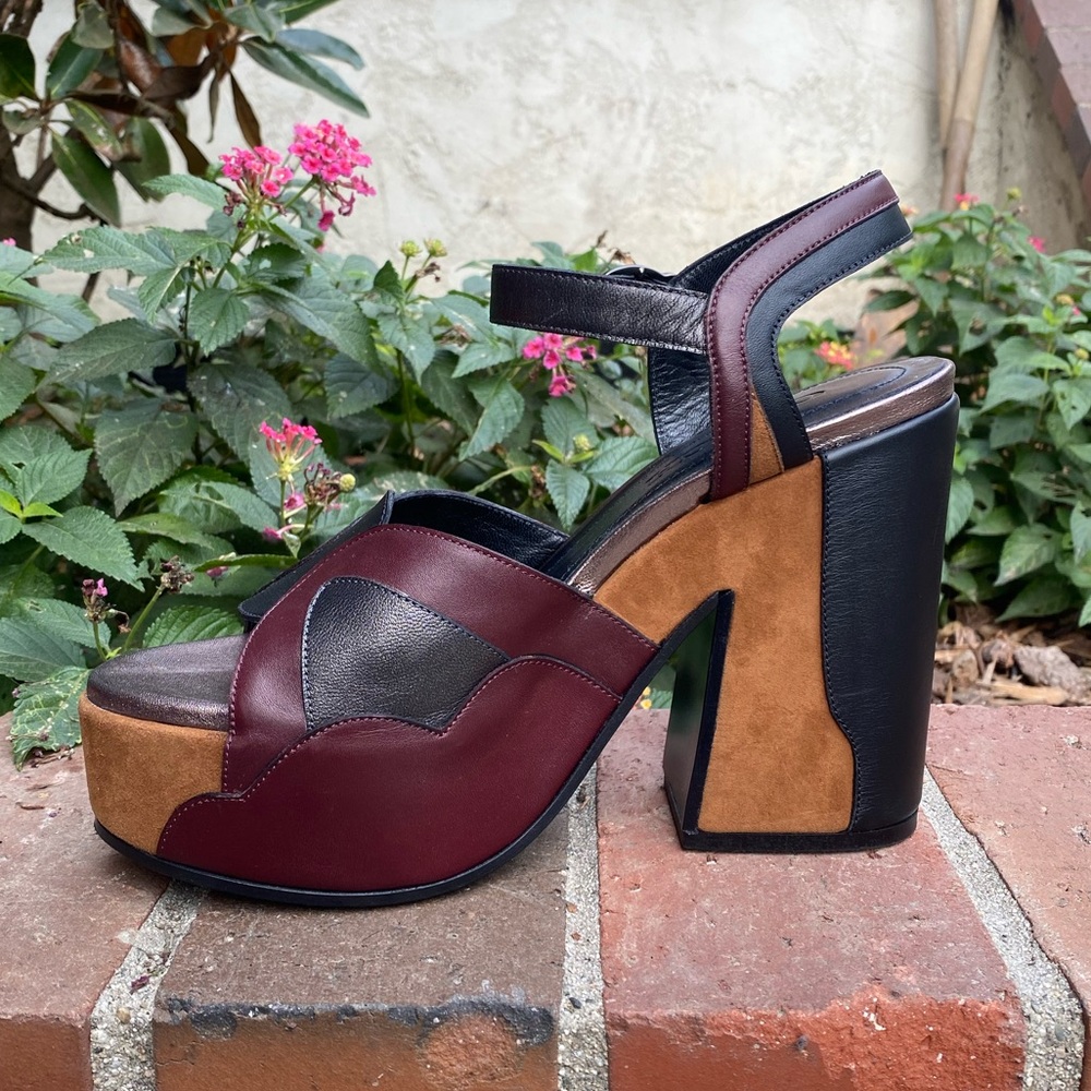 Coach Platform Sandal MXM - 70s style - Mahogany Biscotti Black color block - Picture 5 of 16